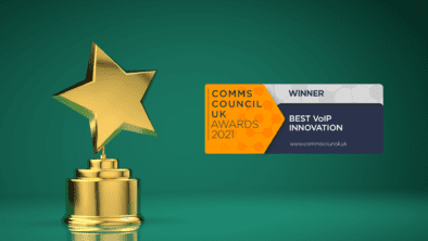 Winner Best VoIP Innovation - Comms Council UK Awards 2021